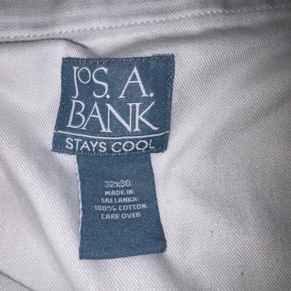 JOS. A. BANK Seersucker Pants Mens 32x30 Blue Striped Cotton Pleated Stays Cool